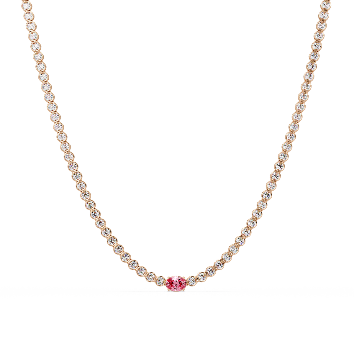 10.9 CTW Round & Oval Colorstone Necklace