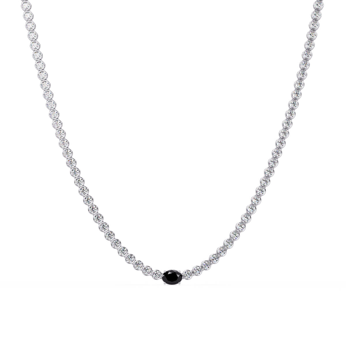 10.9 CTW Round & Oval Colorstone Necklace