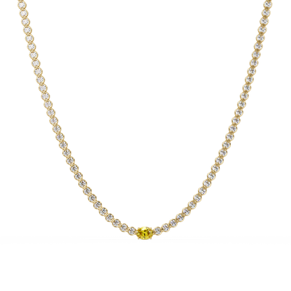 10.9 CTW Round & Oval Colorstone Necklace