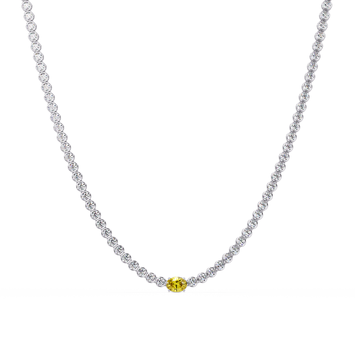 10.9 CTW Round & Oval Colorstone Necklace