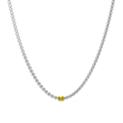 10.9 CTW Round & Oval Colorstone Necklace