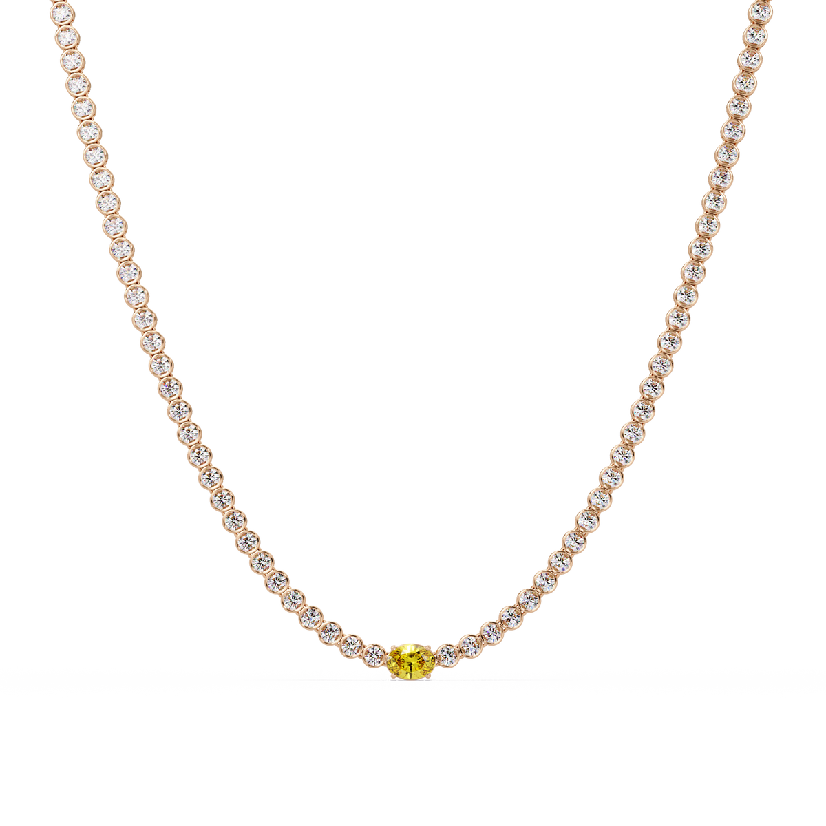 10.9 CTW Round & Oval Colorstone Necklace