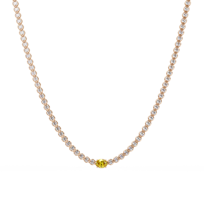 10.9 CTW Round & Oval Colorstone Necklace