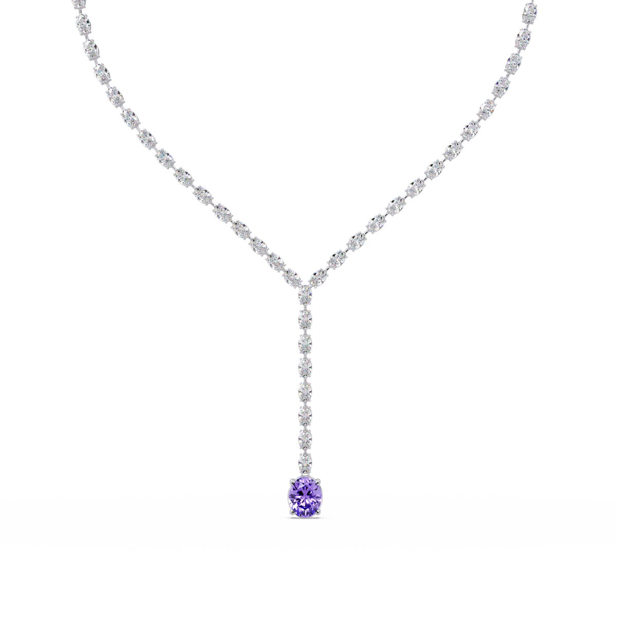 16.1 CTW Oval Colorstone Tennis Necklace