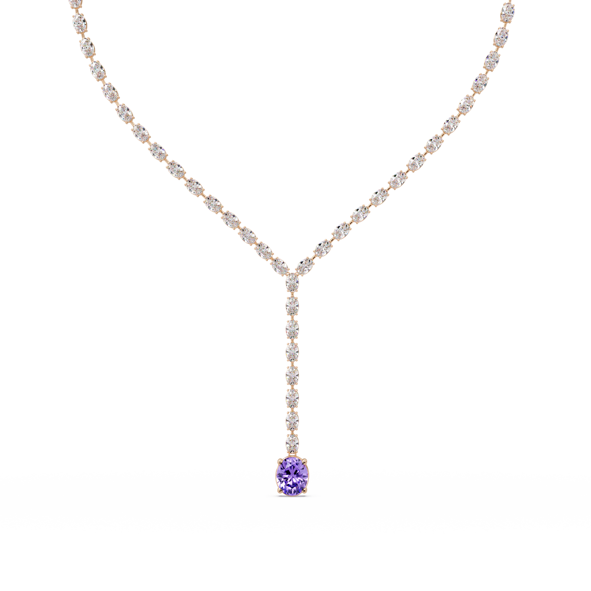 16.1 CTW Oval Colorstone Tennis Necklace