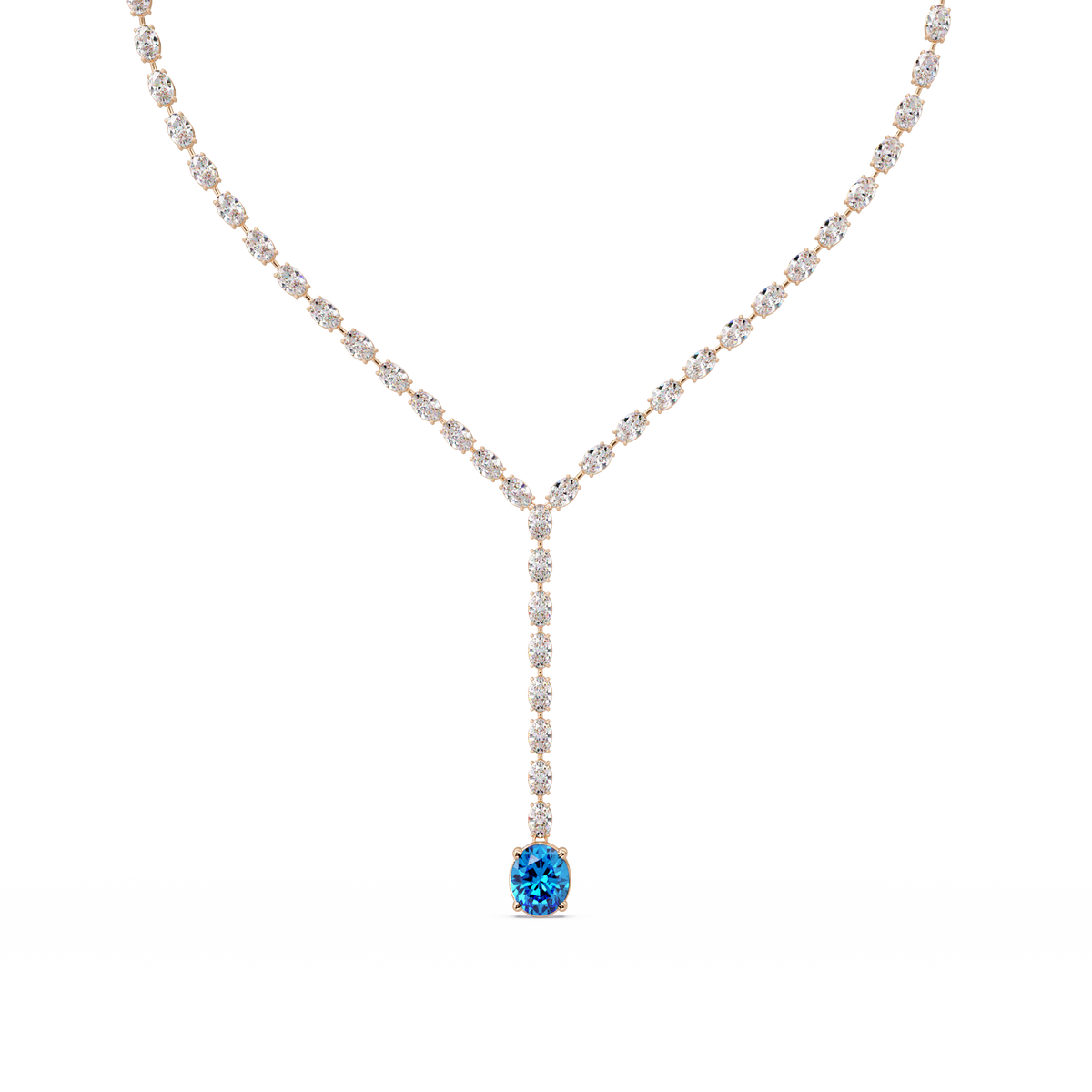16.1 CTW Oval Colorstone Tennis Necklace