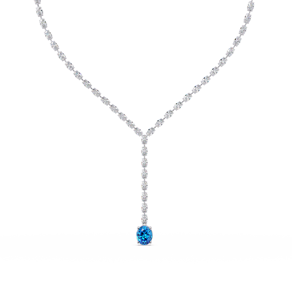 16.1 CTW Oval Colorstone Tennis Necklace
