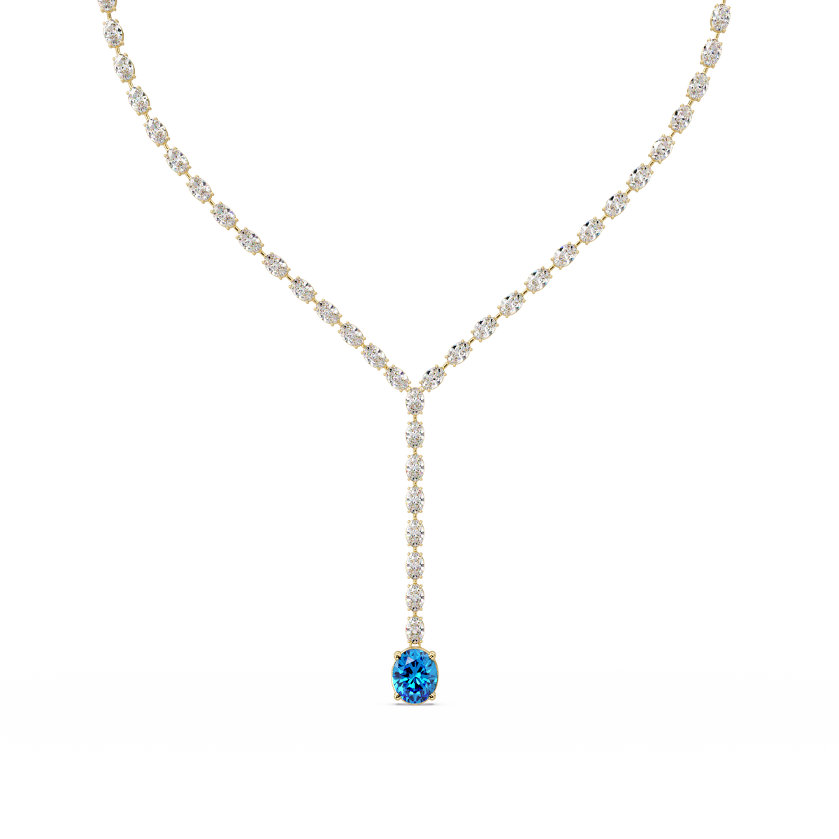 16.1 CTW Oval Colorstone Tennis Necklace