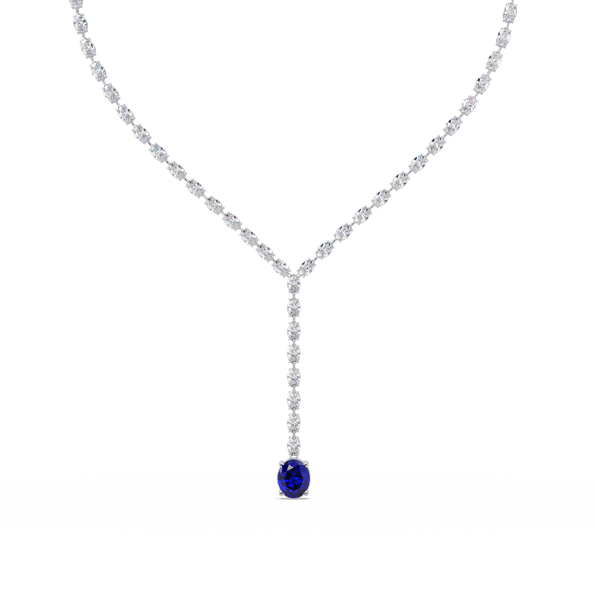 16.1 CTW Oval Colorstone Tennis Necklace