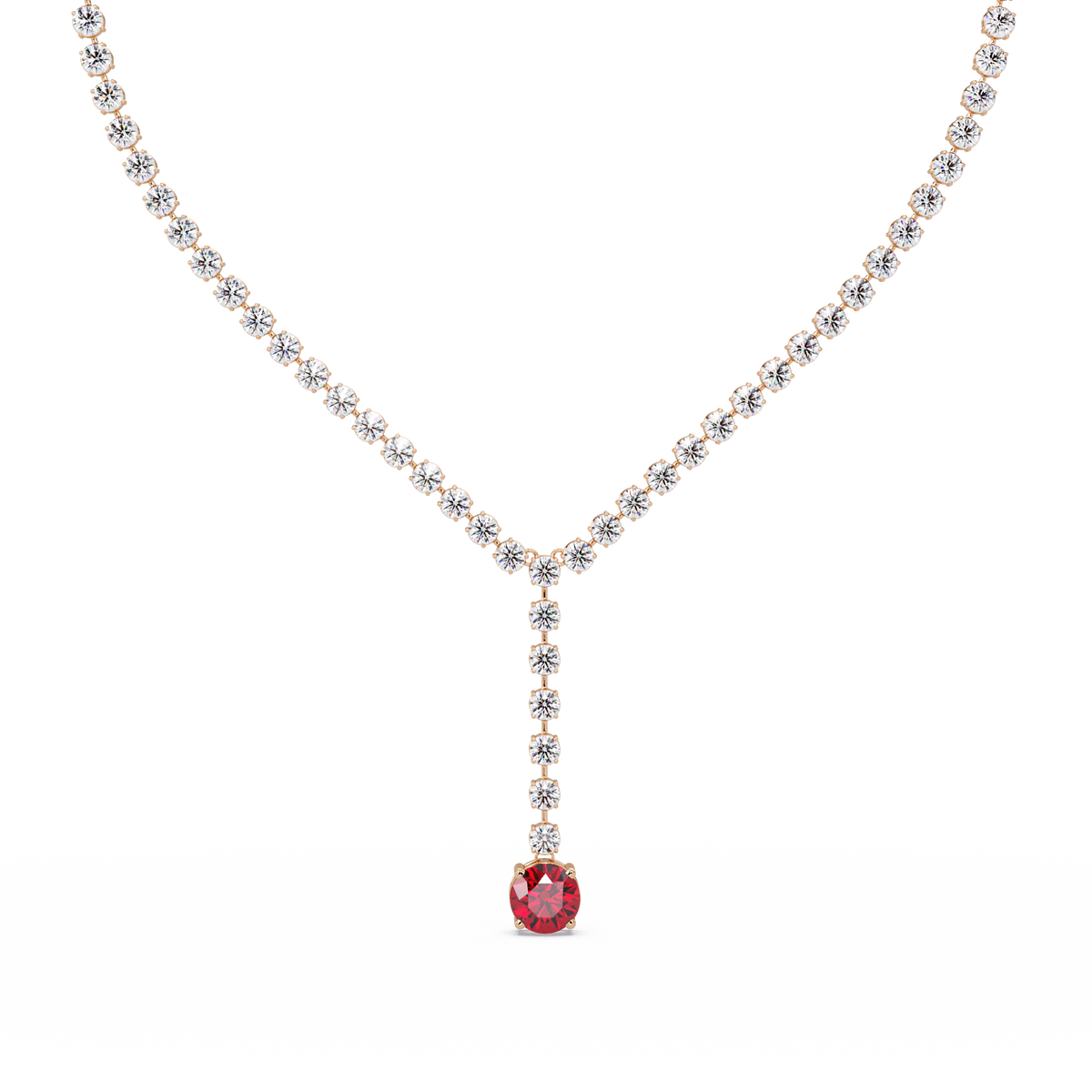 23.7 CTW Graduated Round Colorstone Tennis Necklace