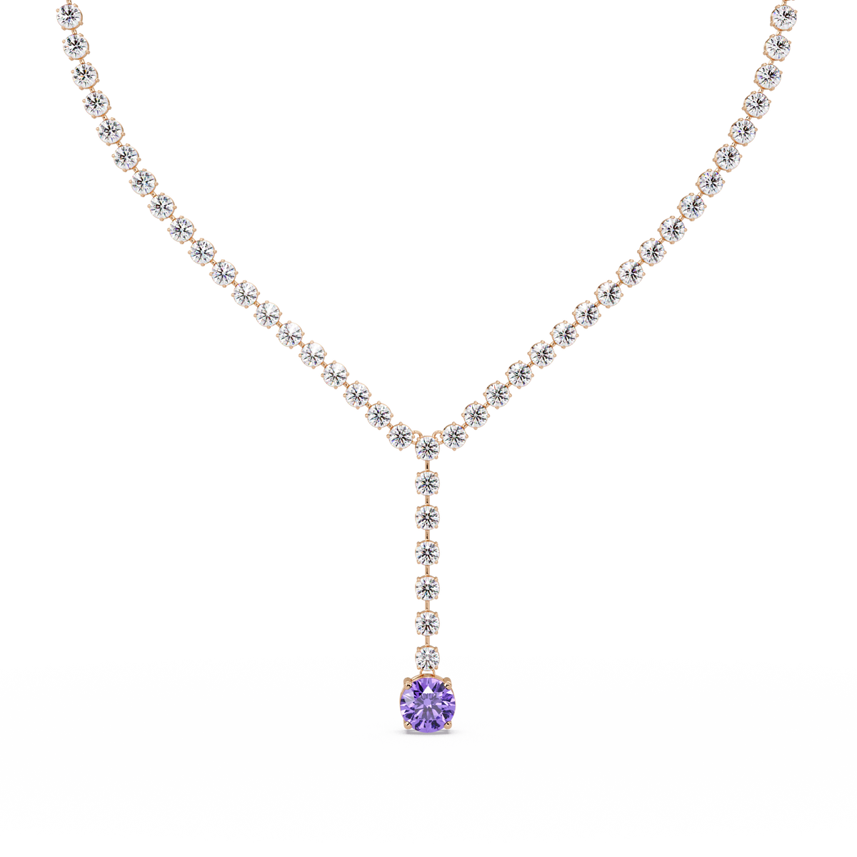 23.7 CTW Graduated Round Colorstone Tennis Necklace