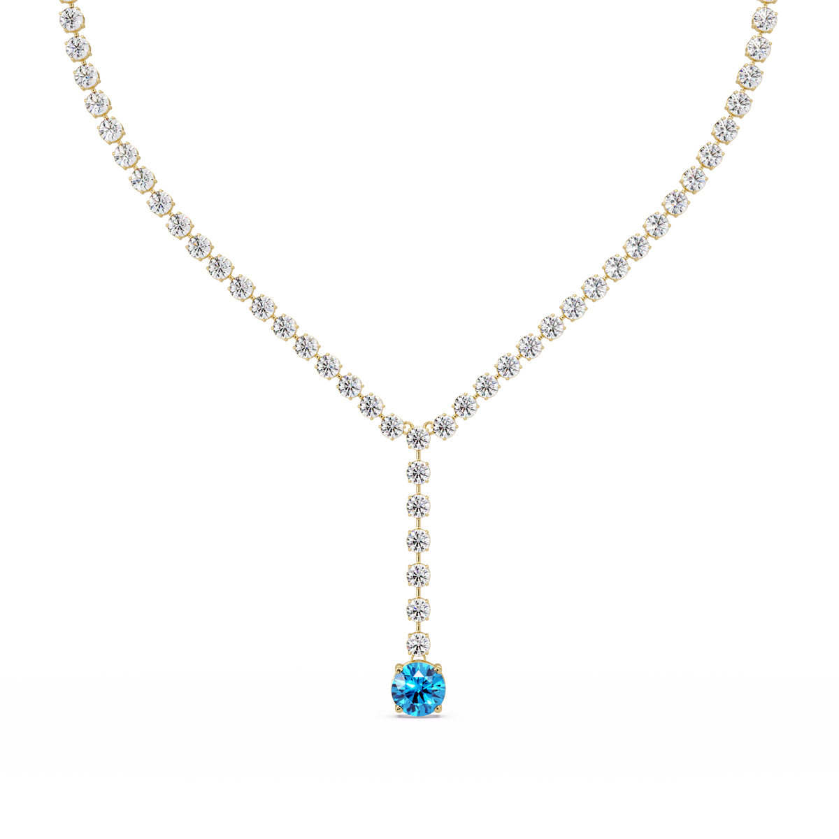 23.7 CTW Graduated Round Colorstone Tennis Necklace