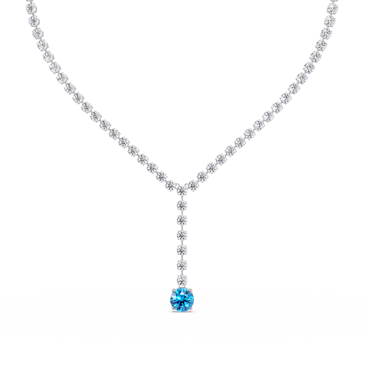 23.7 CTW Graduated Round Colorstone Tennis Necklace