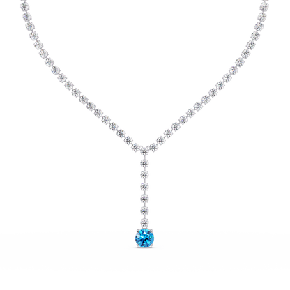 23.7 CTW Graduated Round Colorstone Tennis Necklace