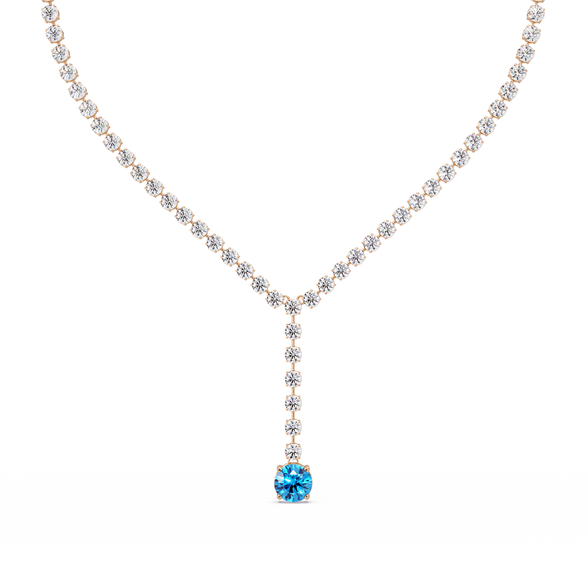 23.7 CTW Graduated Round Colorstone Tennis Necklace