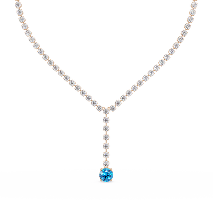 23.7 CTW Graduated Round Colorstone Tennis Necklace