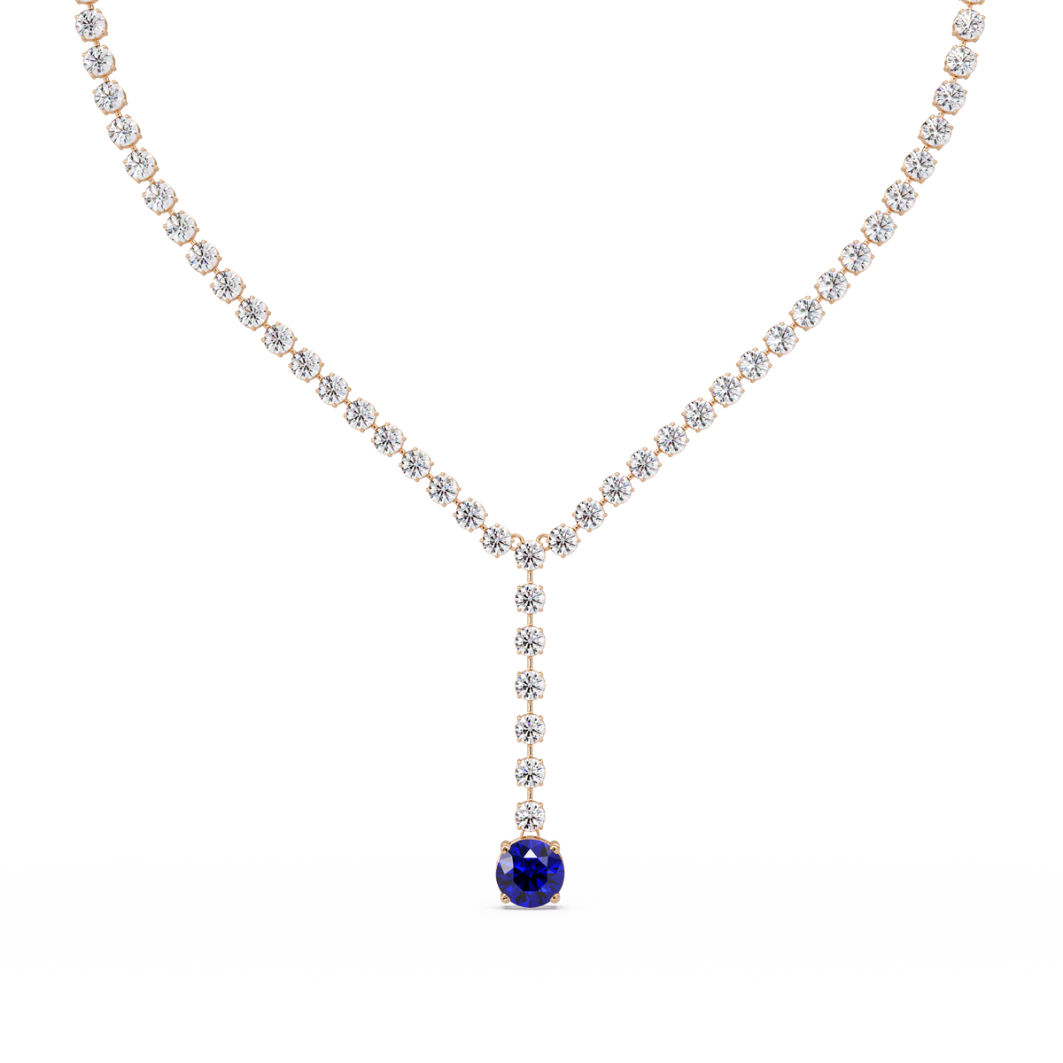 23.7 CTW Graduated Round Colorstone Tennis Necklace