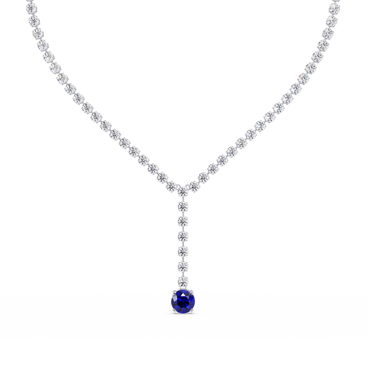 23.7 CTW Graduated Round Colorstone Tennis Necklace
