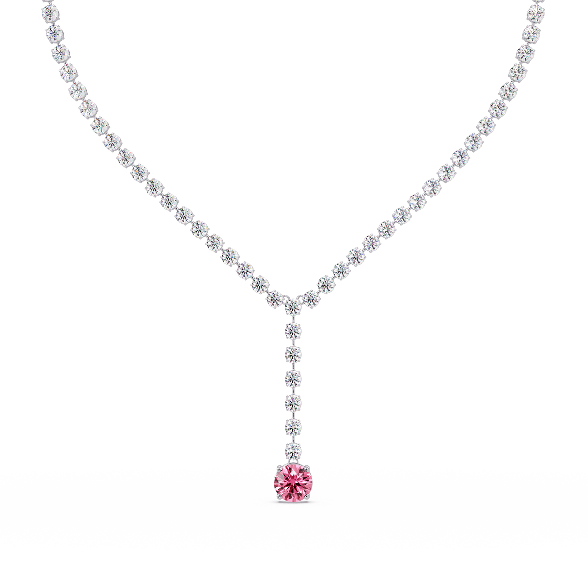 23.7 CTW Graduated Round Colorstone Tennis Necklace