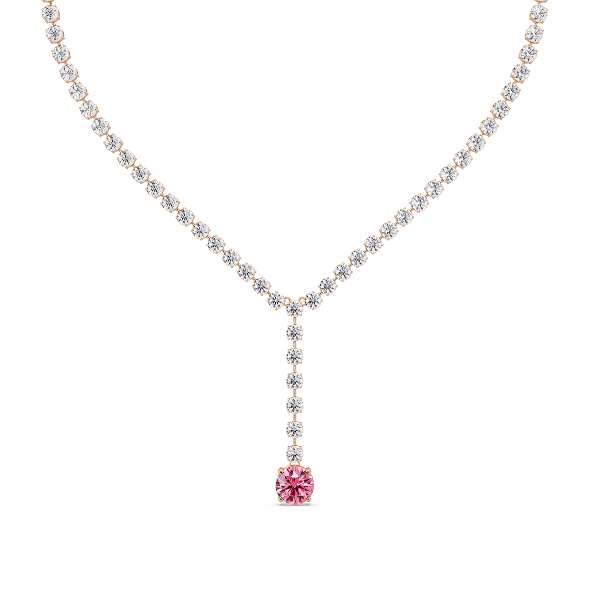 23.7 CTW Graduated Round Colorstone Tennis Necklace