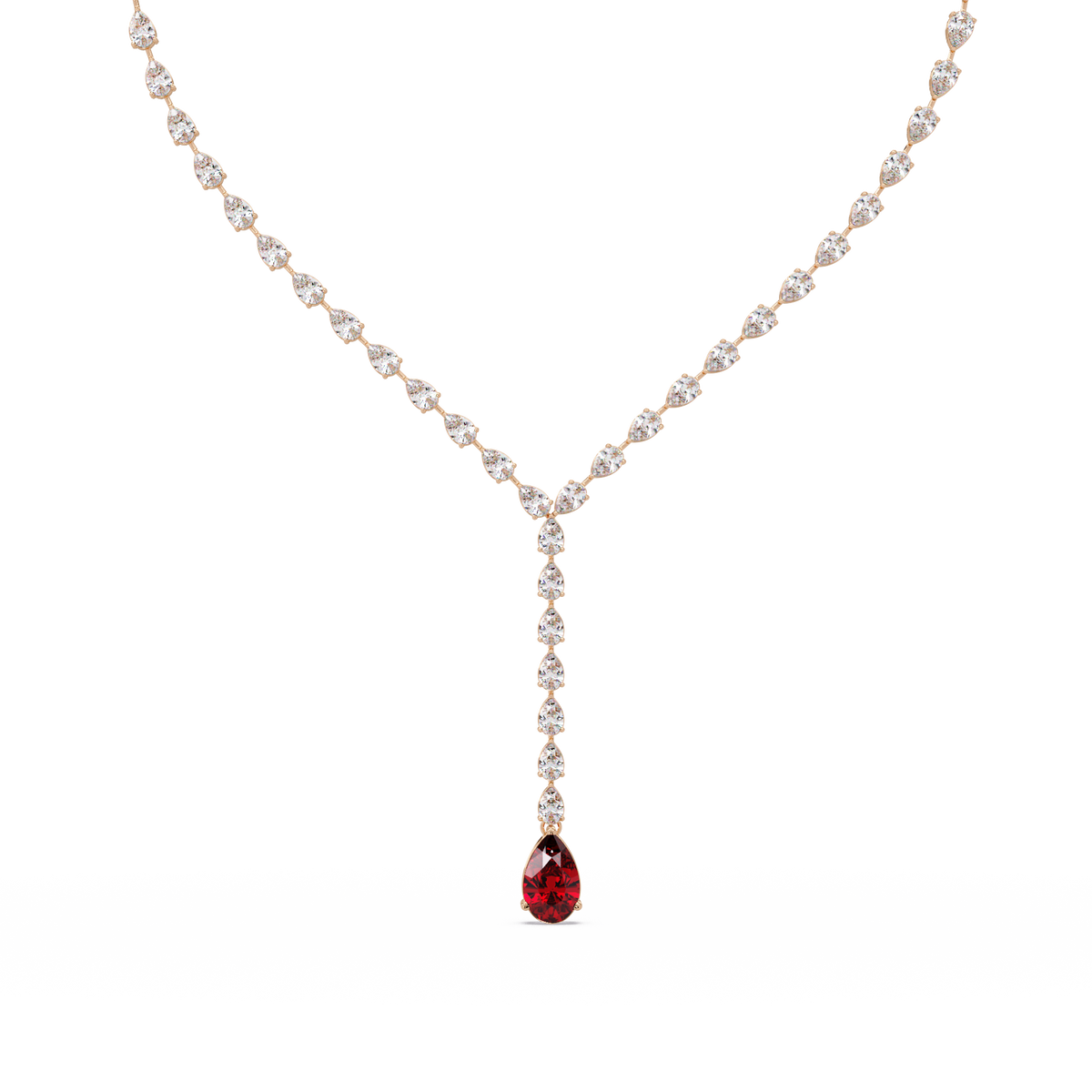 16.3 CTW Pear-Cut Colorstone Tennis Necklace