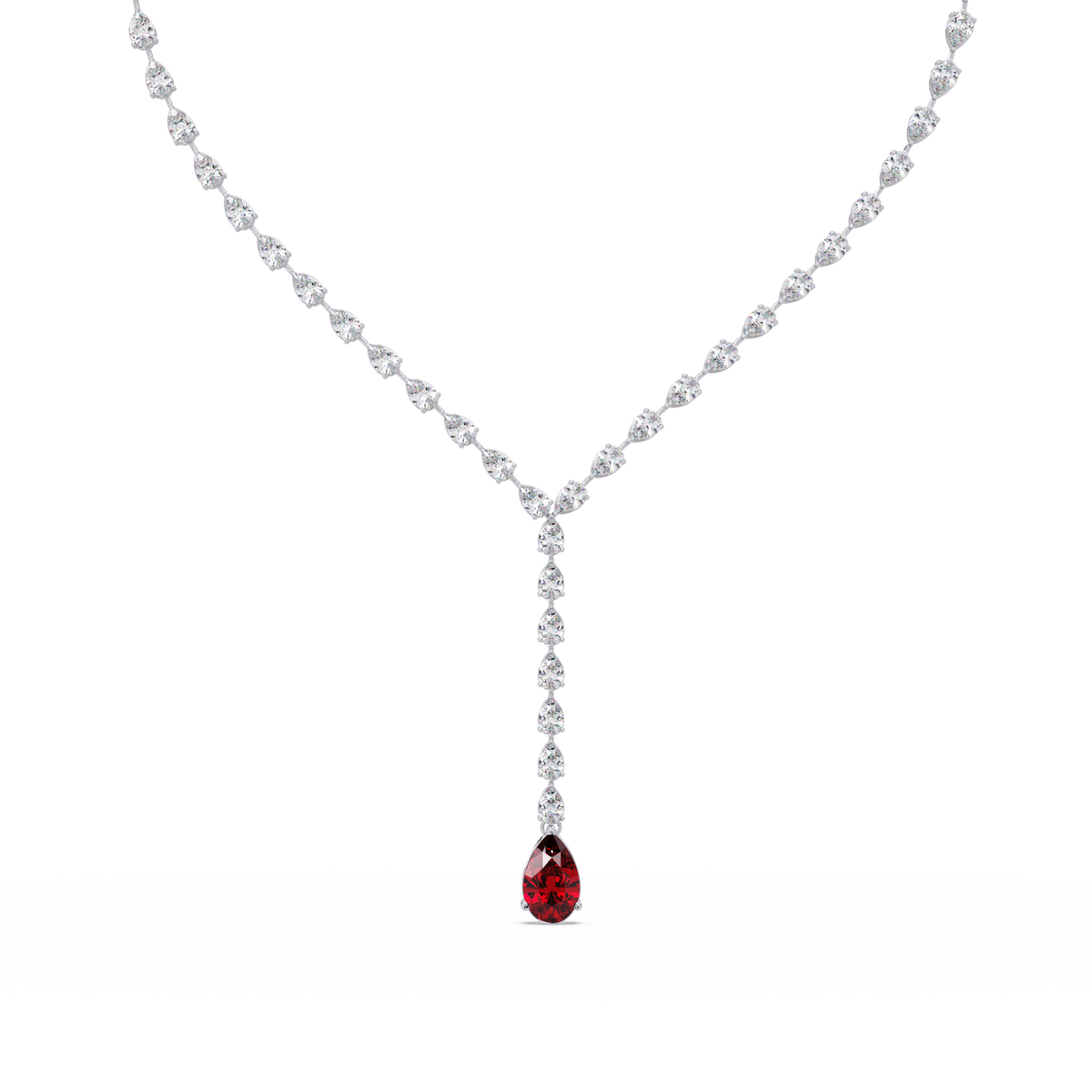 16.3 CTW Pear-Cut Colorstone Tennis Necklace