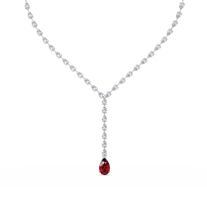 16.3 CTW Pear-Cut Colorstone Tennis Necklace