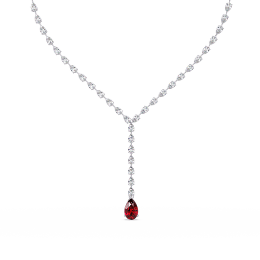 16.3 CTW Pear-Cut Colorstone Tennis Necklace