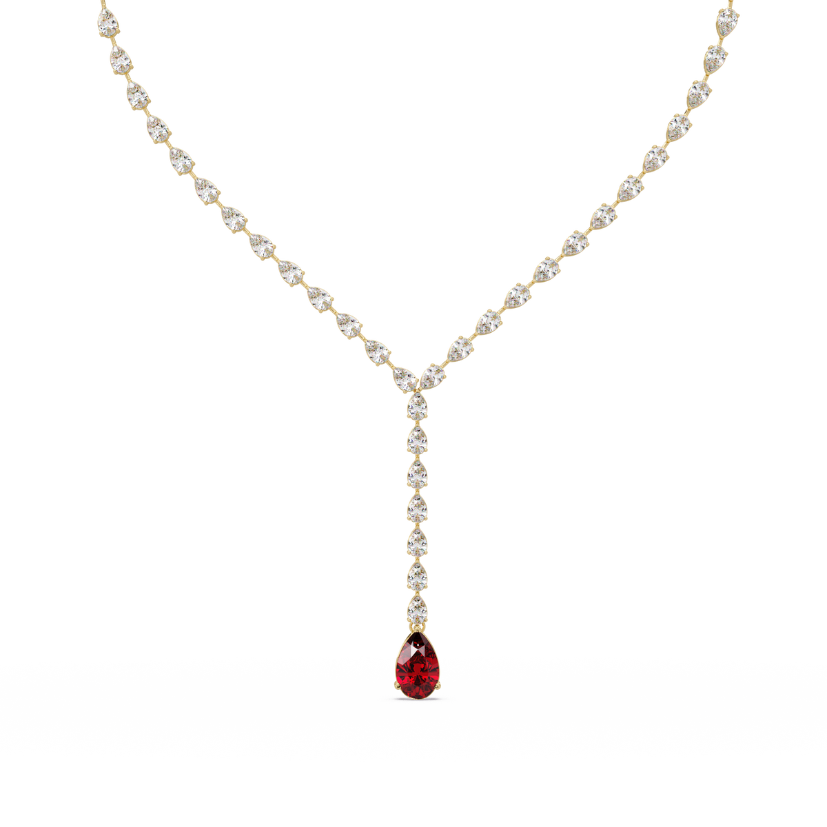 16.3 CTW Pear-Cut Colorstone Tennis Necklace