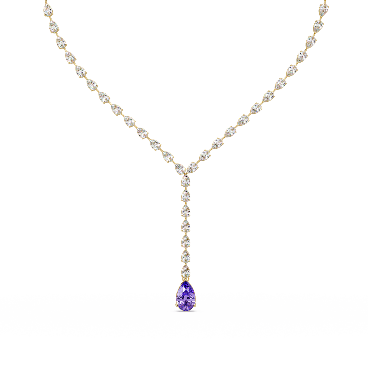 16.3 CTW Pear-Cut Colorstone Tennis Necklace