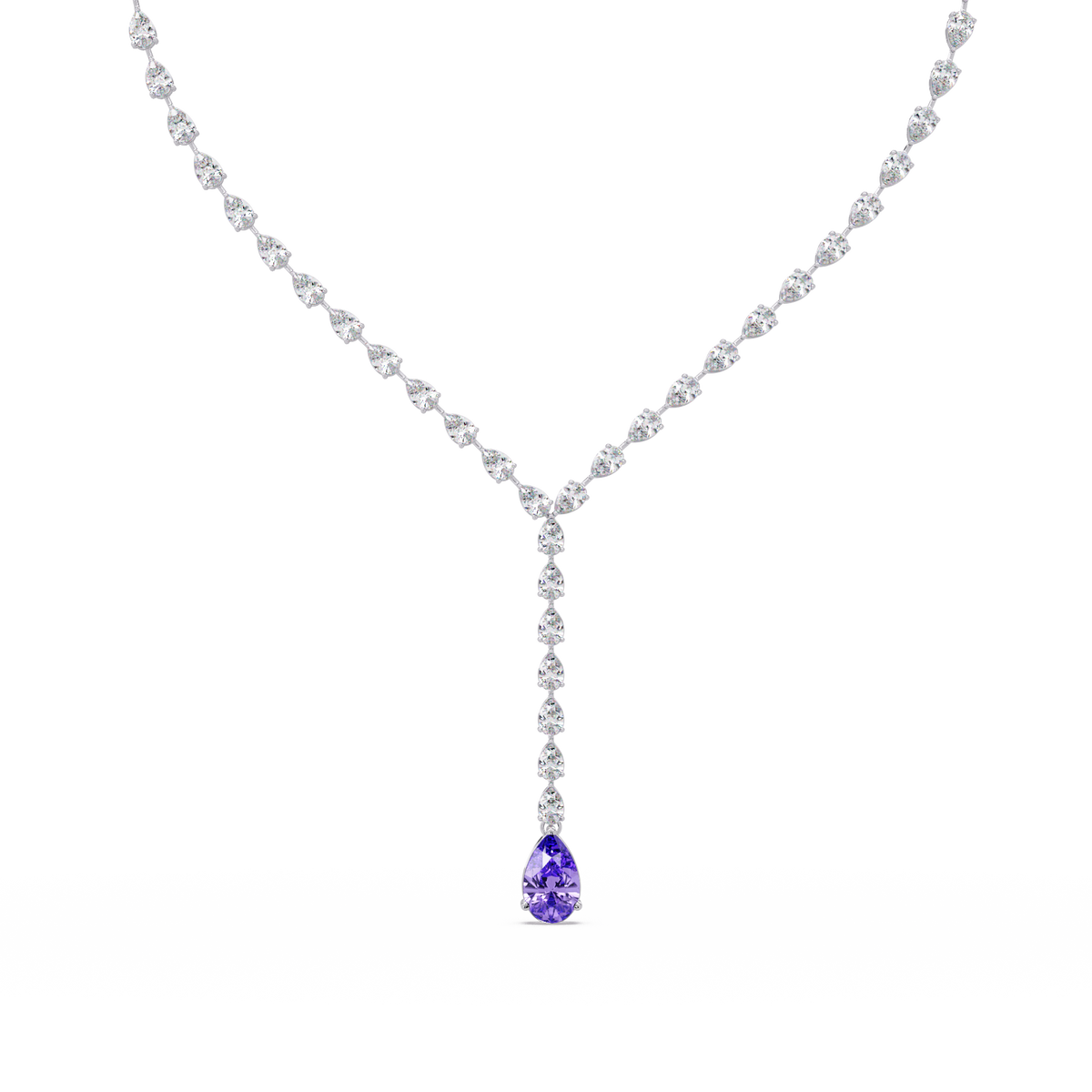 16.3 CTW Pear-Cut Colorstone Tennis Necklace