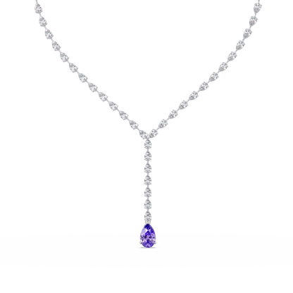 16.3 CTW Pear-Cut Colorstone Tennis Necklace