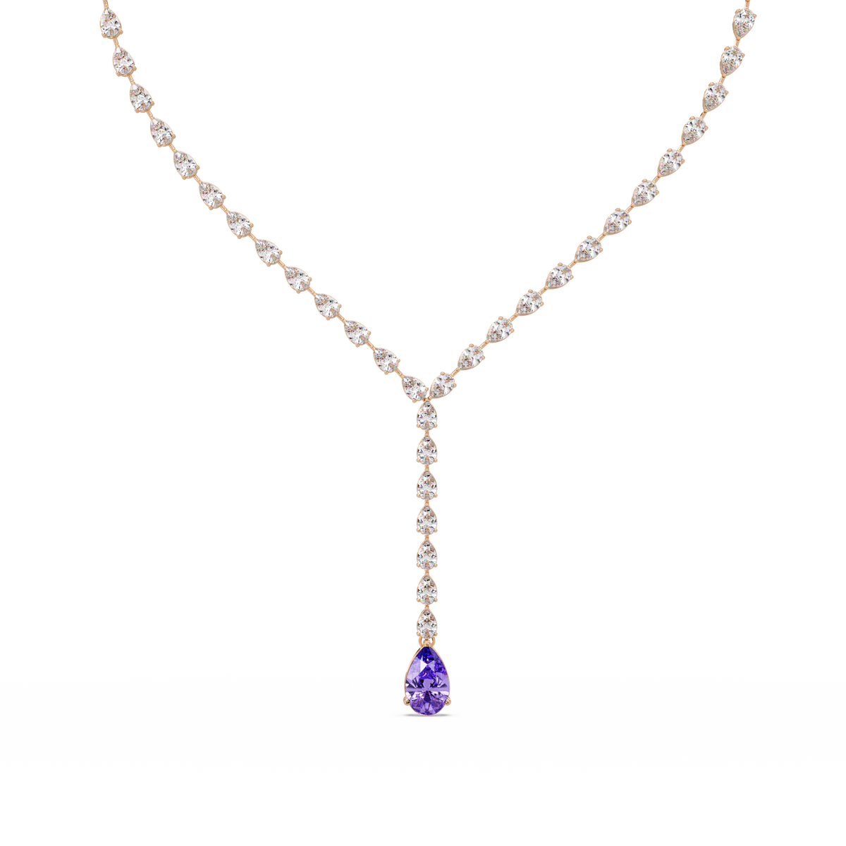 16.3 CTW Pear-Cut Colorstone Tennis Necklace