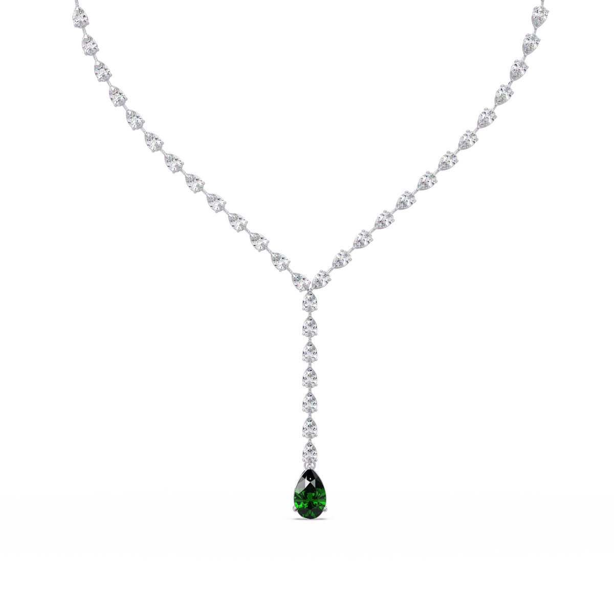16.3 CTW Pear-Cut Colorstone Tennis Necklace