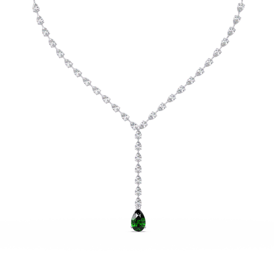 16.3 CTW Pear-Cut Colorstone Tennis Necklace