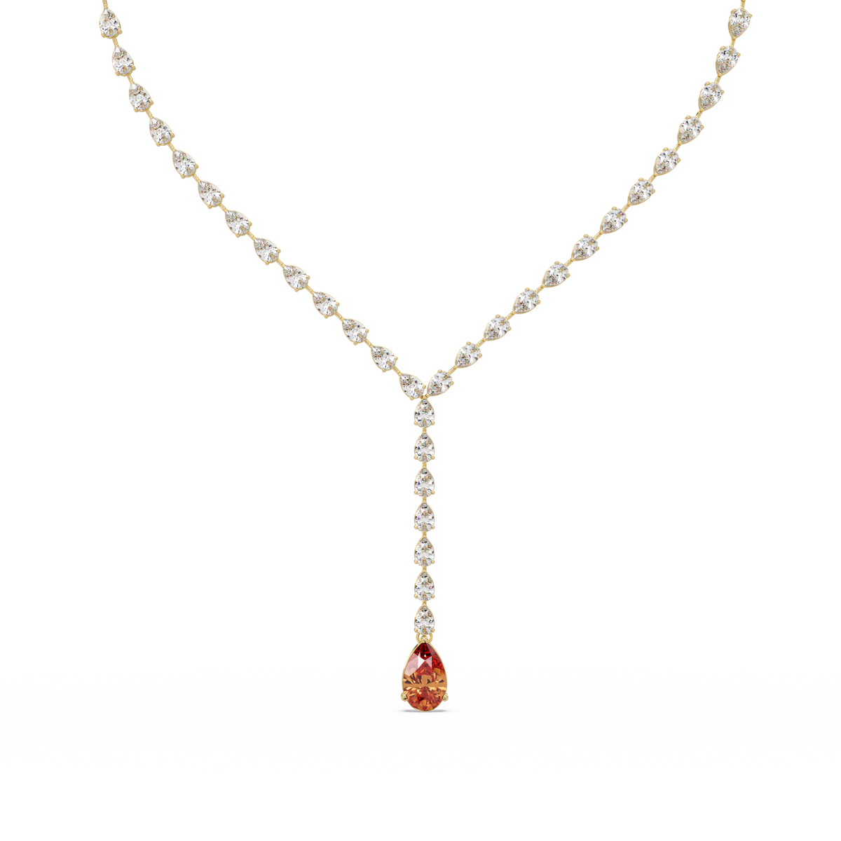 16.3 CTW Pear-Cut Colorstone Tennis Necklace