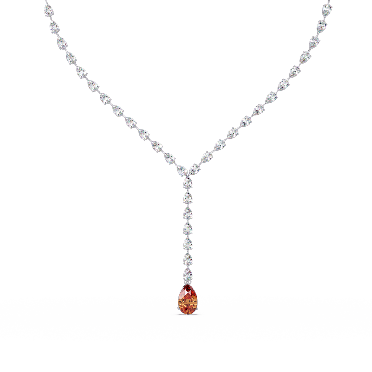 16.3 CTW Pear-Cut Colorstone Tennis Necklace