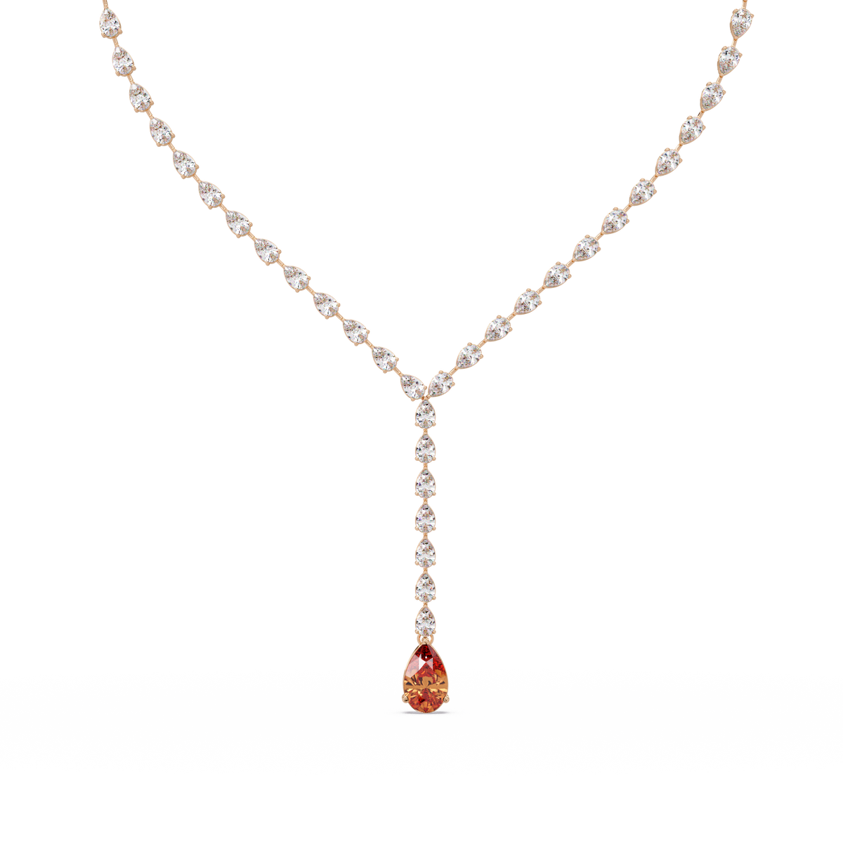 16.3 CTW Pear-Cut Colorstone Tennis Necklace