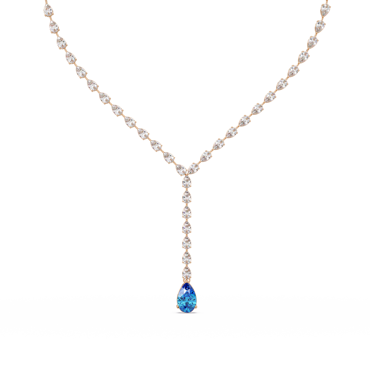 16.3 CTW Pear-Cut Colorstone Tennis Necklace
