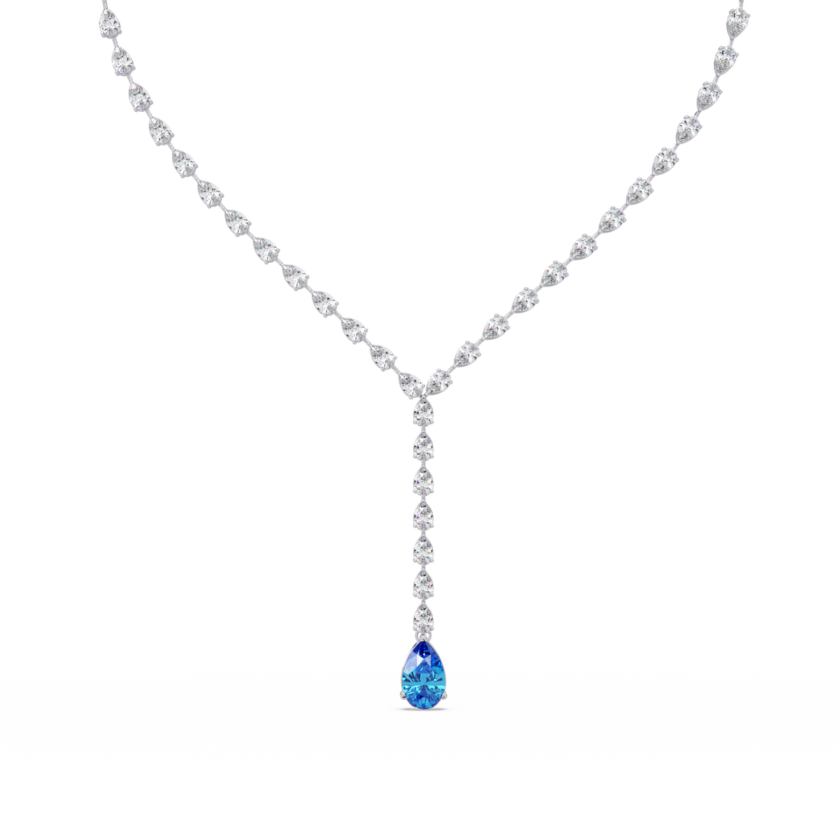 16.3 CTW Pear-Cut Colorstone Tennis Necklace