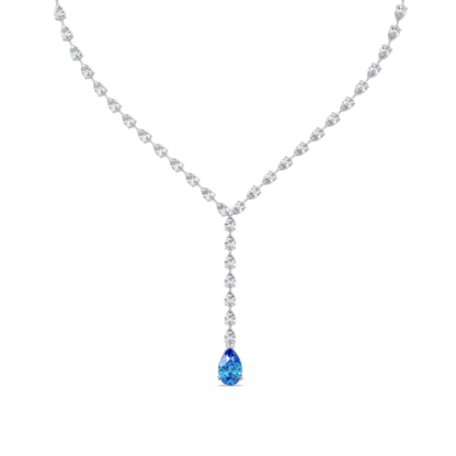 16.3 CTW Pear-Cut Colorstone Tennis Necklace