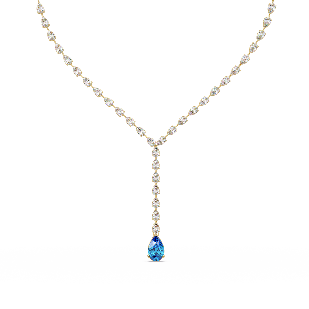 16.3 CTW Pear-Cut Colorstone Tennis Necklace