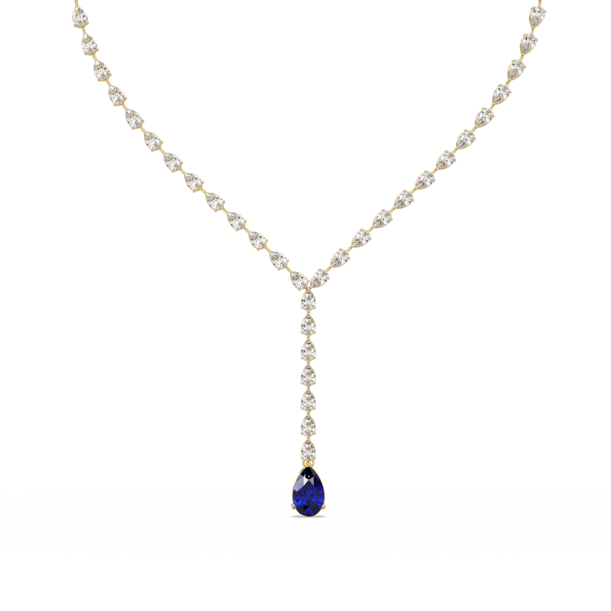 16.3 CTW Pear-Cut Colorstone Tennis Necklace