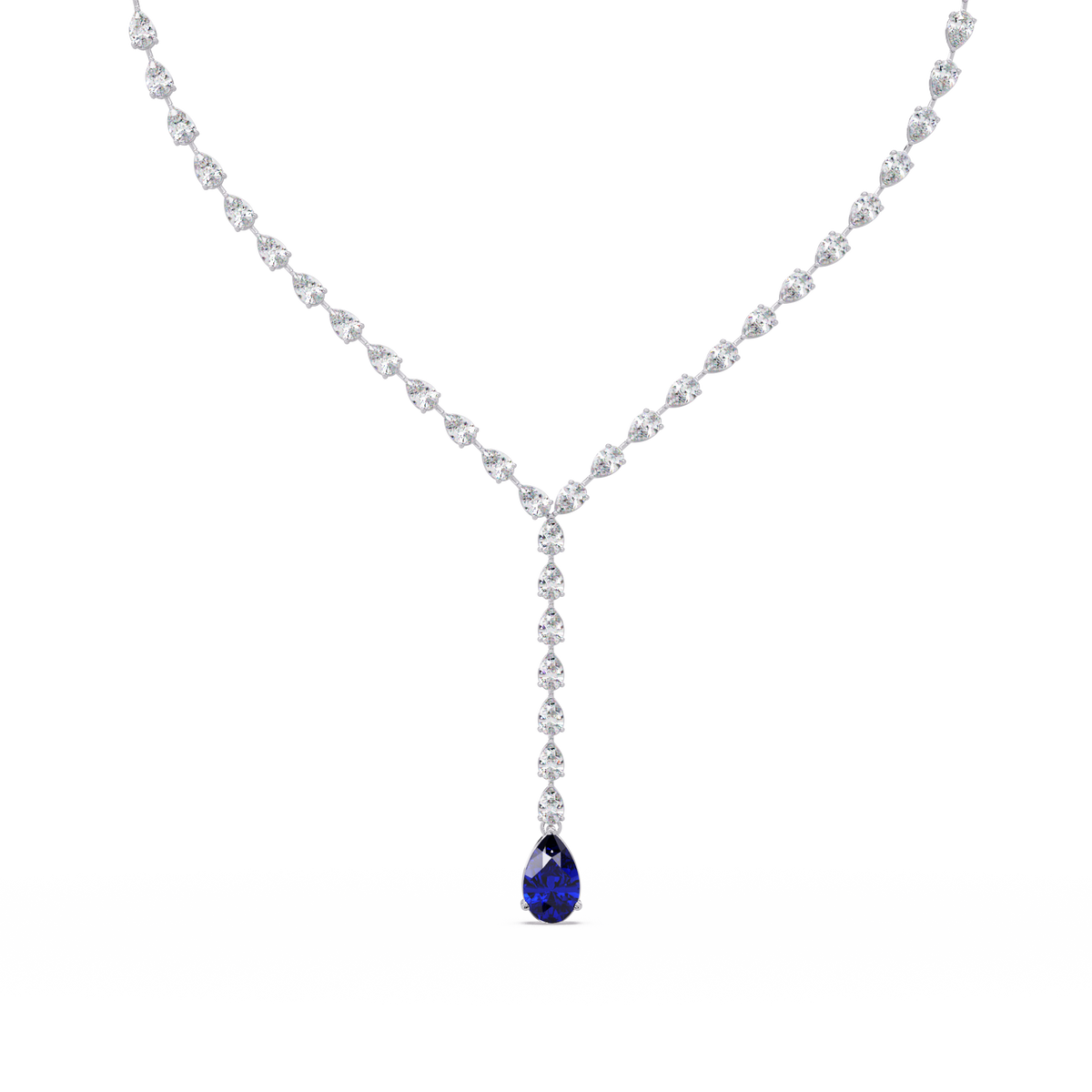 16.3 CTW Pear-Cut Colorstone Tennis Necklace