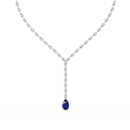 16.3 CTW Pear-Cut Colorstone Tennis Necklace