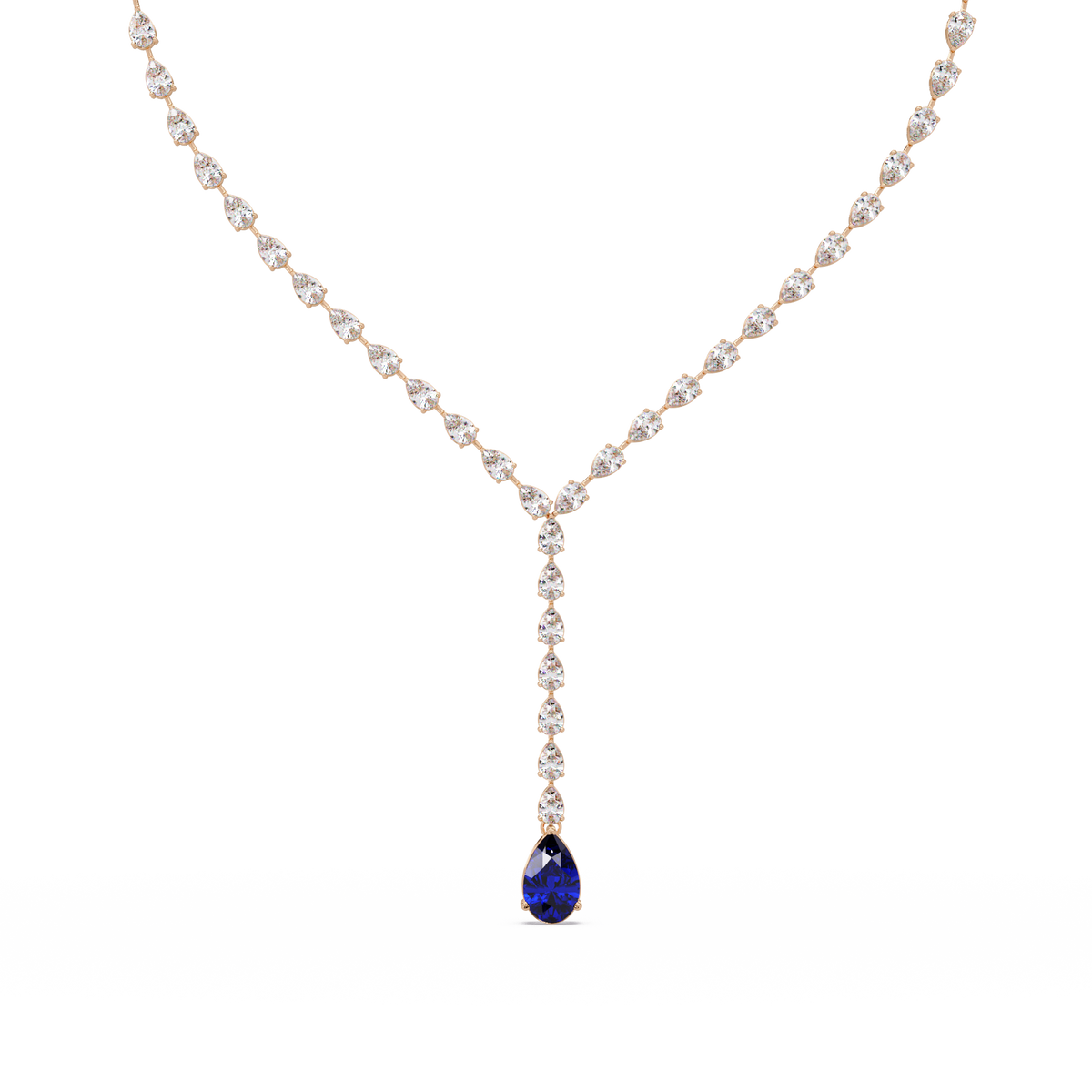 16.3 CTW Pear-Cut Colorstone Tennis Necklace