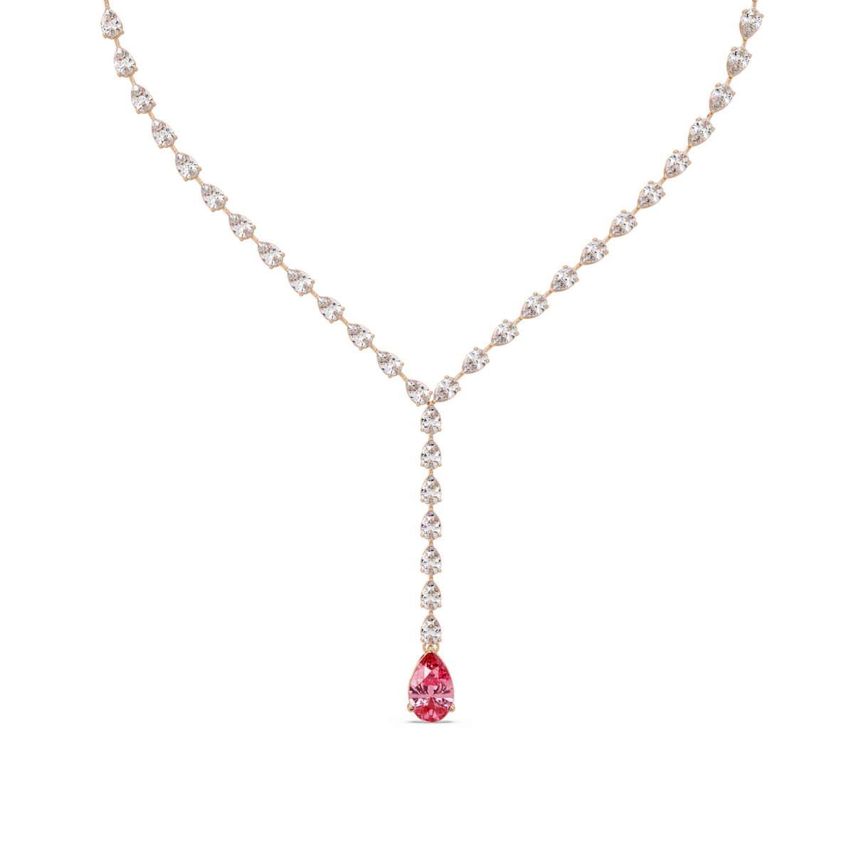 16.3 CTW Pear-Cut Colorstone Tennis Necklace