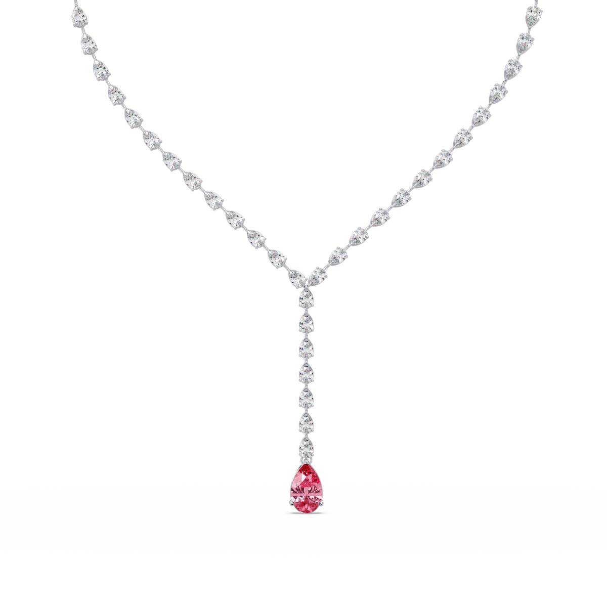 16.3 CTW Pear-Cut Colorstone Tennis Necklace