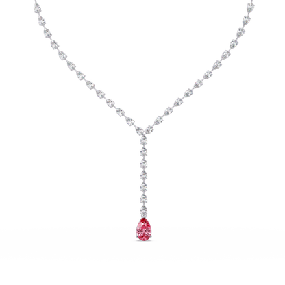 16.3 CTW Pear-Cut Colorstone Tennis Necklace