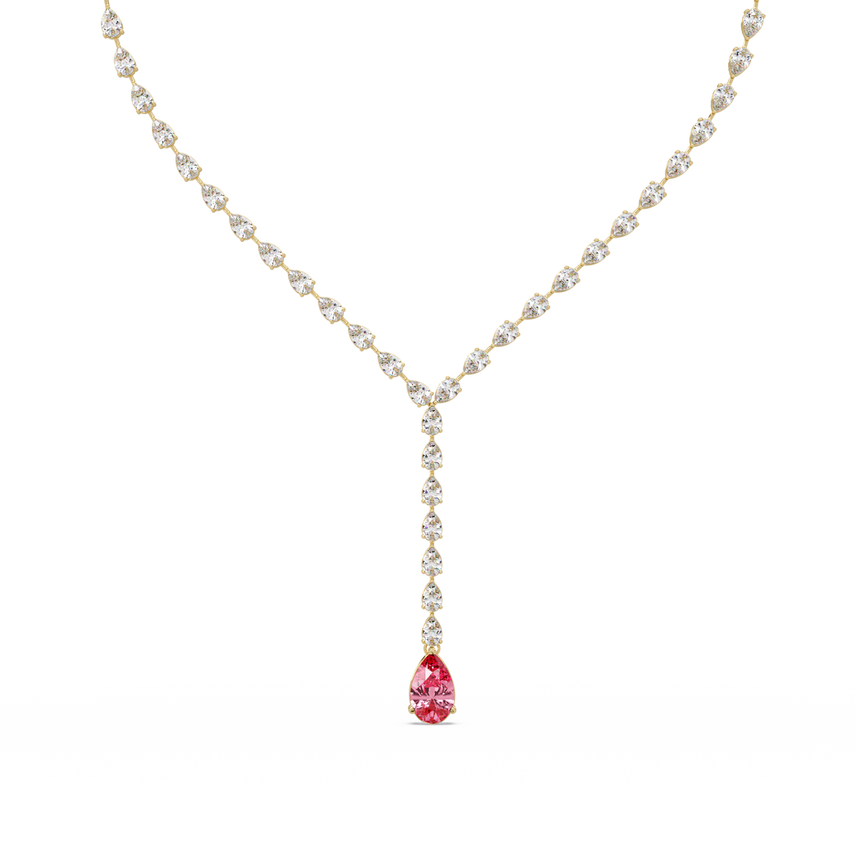 16.3 CTW Pear-Cut Colorstone Tennis Necklace